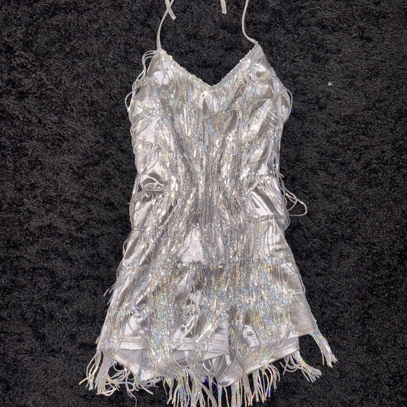 Silver Tassel Romper With Sparkles - Picture 2 of 6